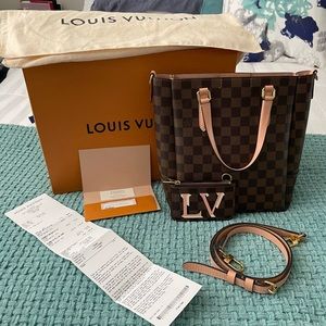 Louis Vuitton Belmont Damier Ebene Venus Pink Handbag w/Crossbody Strap & …